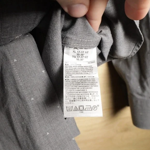 Banana Republic Mens Non Iron Slim Fit Grey Micro Dot Long Sleeve Button Up XL - Picture 6 of 7